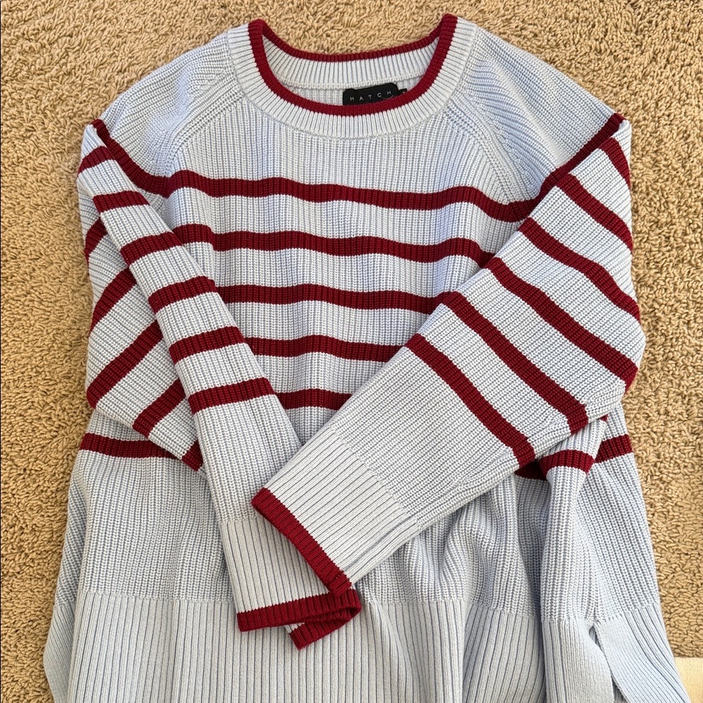 Hatch maternity red and blue Striped Sweater